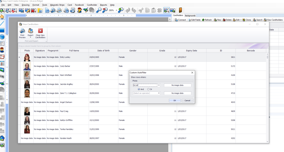 screenshot of Easy Card Creator